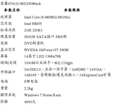 宏碁4741g-482g50mnck基于全新calpella平台设计,采用intel core 55